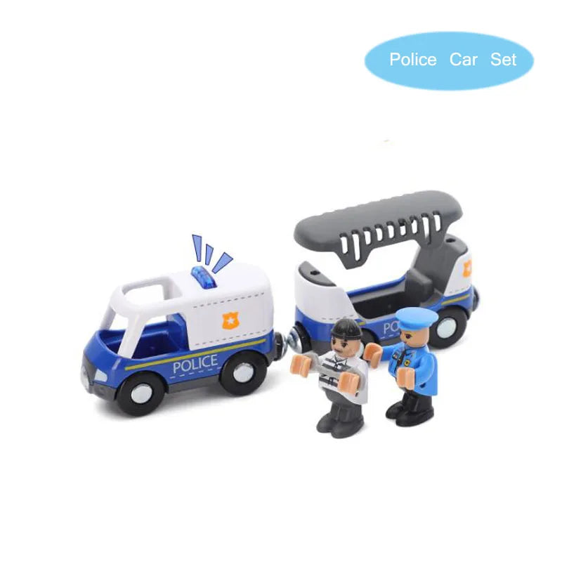 New Fire Truck Magnetic Train Car Ambulance Police Car Fire Truck Compatible Brio Wood Train Track Children's Toys