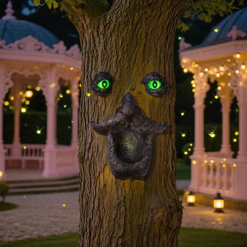 Whimsical Tree Face Resin Statue Novelty-Themed Art Deco Figurine for Garden Outdoor Display Painted Animal for Home Decor