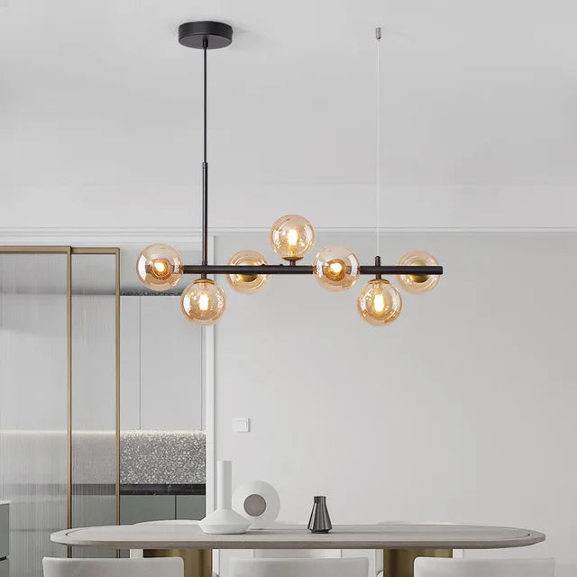 Premium Nordic Modern LED Pendant Light - Gold Glass Ball Multi-Head Chandelier