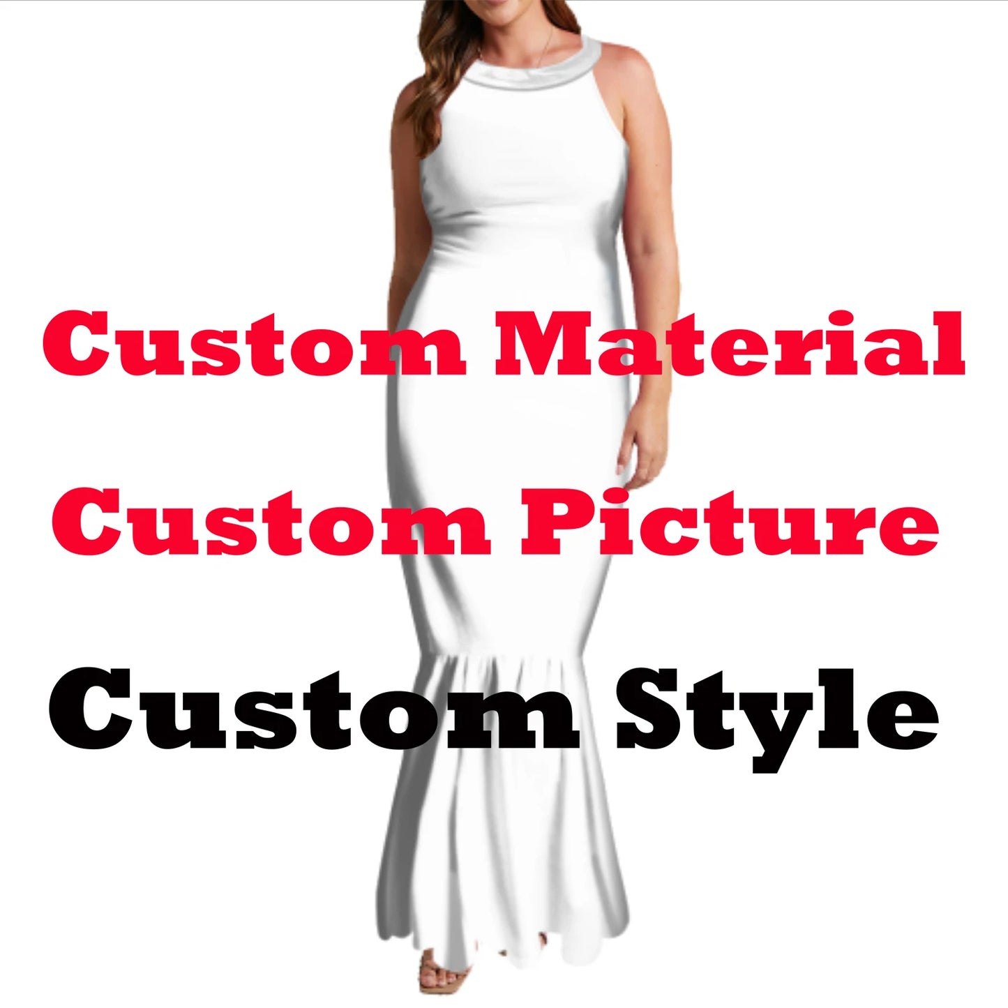 Undefined Polynesian Tribal Long Bodycon Sleeveless Mermaid Evening Dresses Tie Knotted Back Women's Fishtail Casual Dresses