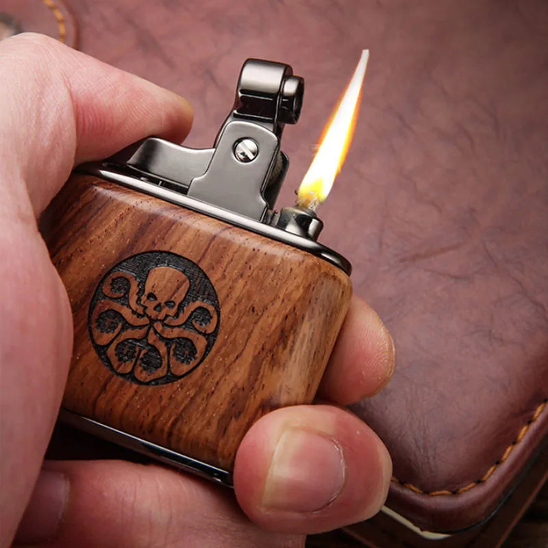 Premium Vintage Sandalwood Kerosene Lighter - Unique Metal Gasoline Lighter
