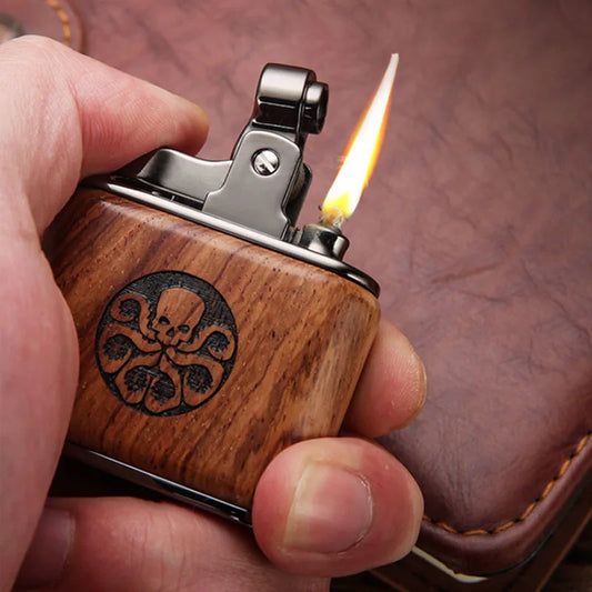Premium Vintage Sandalwood Kerosene Lighter - Unique Metal Gasoline Lighter
