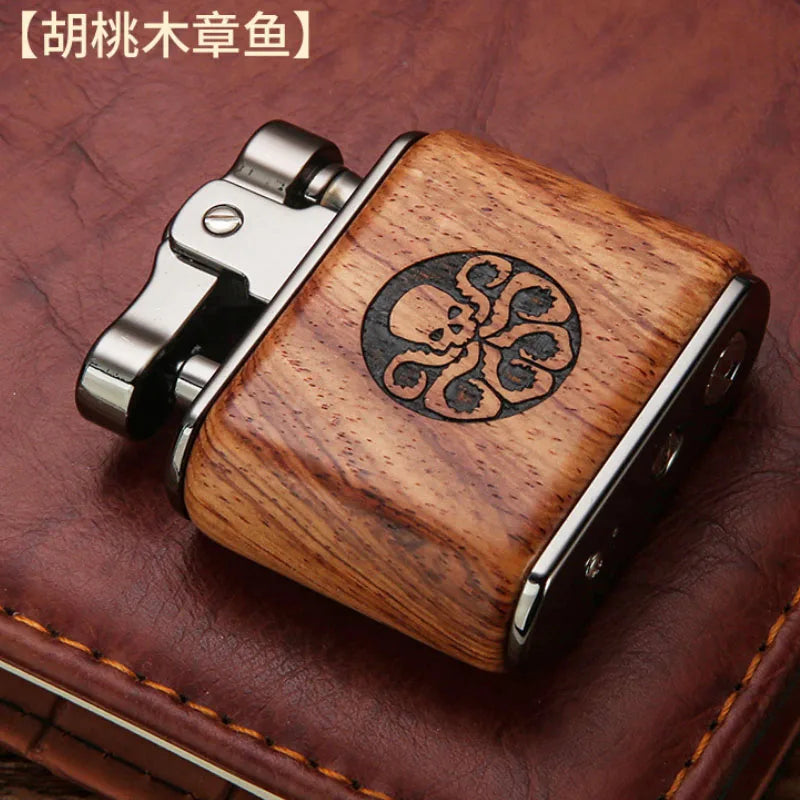 Premium Vintage Sandalwood Kerosene Lighter - Unique Metal Gasoline Lighter