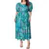 Best Price Wholesale Custom Hawaiian Tropical Flower Printing Multi Tiered Dresses Micronesia Puff Short Sleeve Ladies Dresses