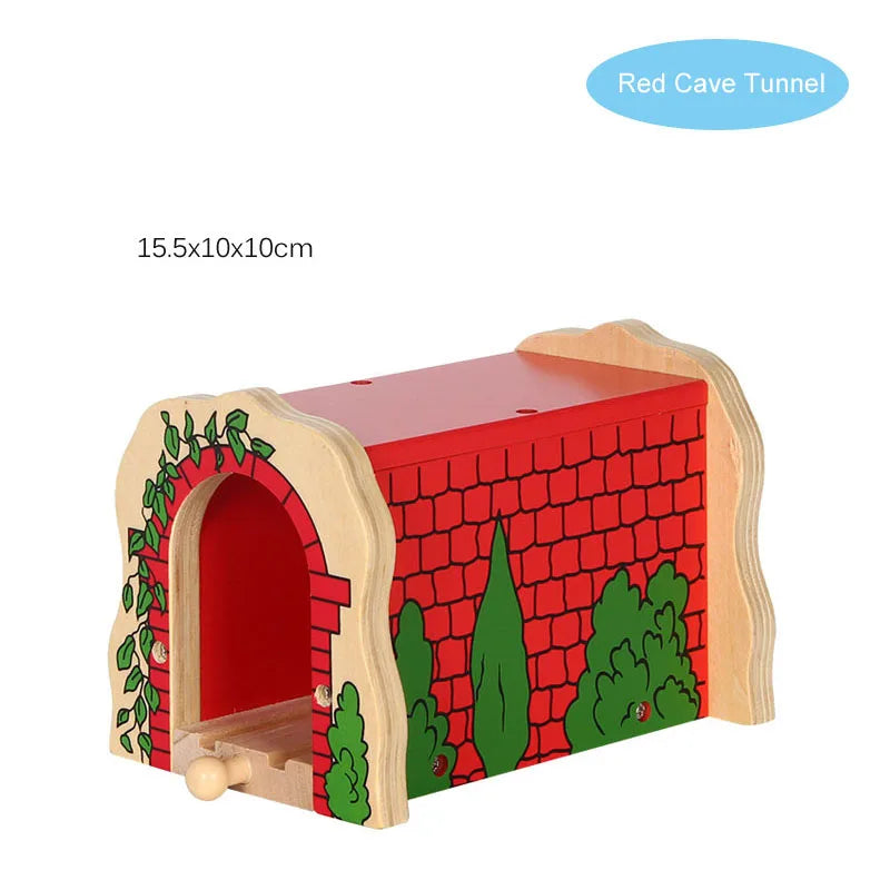 New Wooden Railway Train Track Set Accessoriess Train Station Tunnel Crane Fit All Brands Wood Tracks Educational Toys For Kids