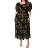 Best Price Wholesale Custom Hawaiian Tropical Flower Printing Multi Tiered Dresses Micronesia Puff Short Sleeve Ladies Dresses