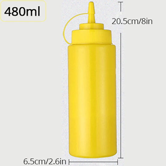 Konco Silicone Condiment Squeeze Bottles - 480ml Kitchen Dispenser for Sauces & Oils