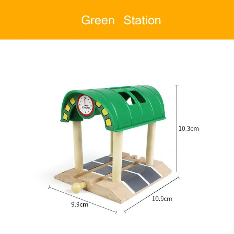 Wooden Train Track Accessories Wood Railway Track Train Station Bridge Tunnel Compatible All Brands Wooden Track Toys