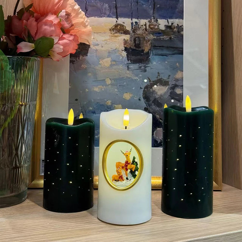 White Wax LED Candles Wedding & Graduation Decoration Battery Operated Flameless Pillars for Home Decor