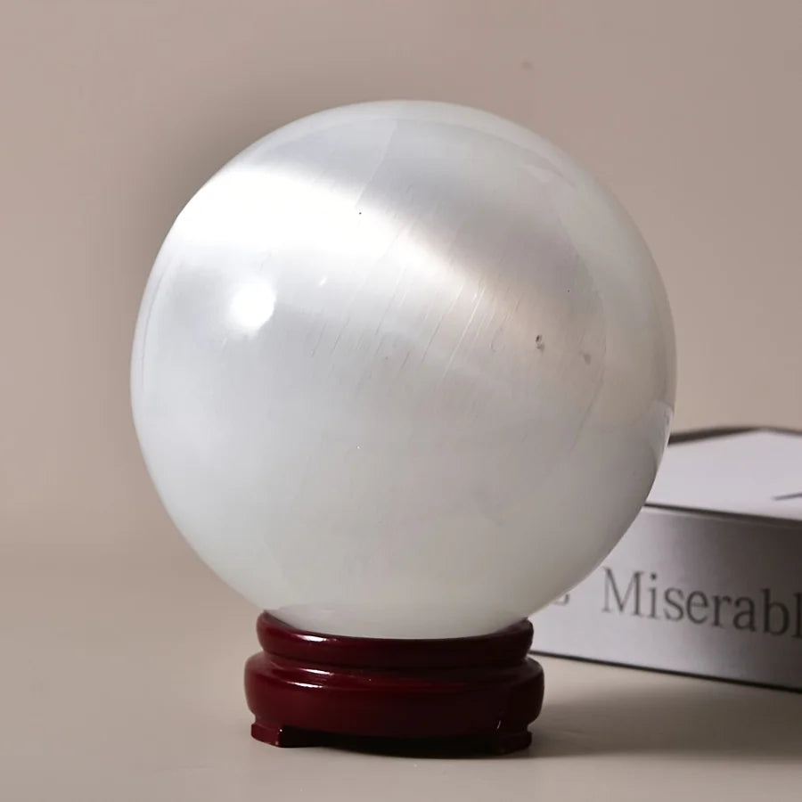 1 Pc CRYSTAL HOLA High Quality White Selenite Sphere Healing Crystal Ball  for Home Decor Meditation and Gift