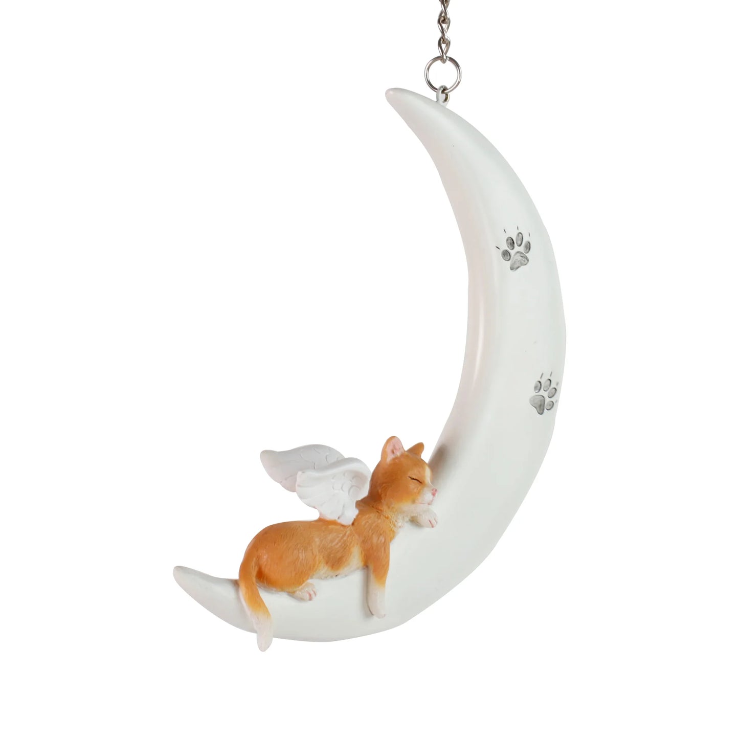 Angel Cat Moon Resin Ornament Cartoon Painting Style Animal Pattern Pet Memorial Figurine for Indoor Outdoor Home Decor Souvenir