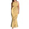 Undefined Polynesian Tribal Long Bodycon Sleeveless Mermaid Evening Dresses Tie Knotted Back Women's Fishtail Casual Dresses