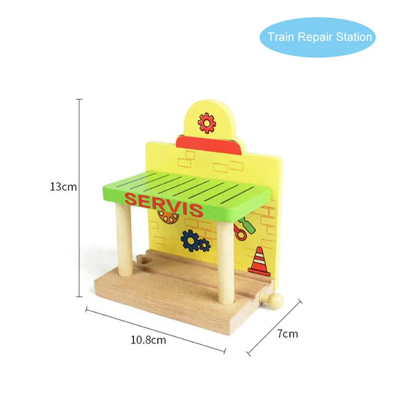 New Wooden Railway Train Track Set Accessoriess Train Station Tunnel Crane Fit All Brands Wood Tracks Educational Toys For Kids