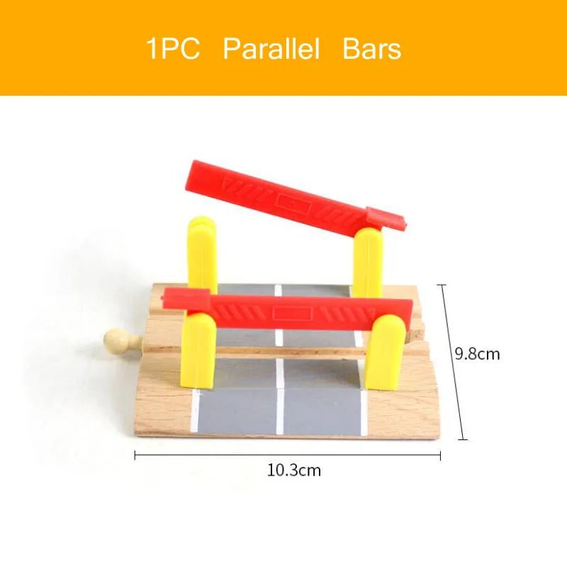 Wooden Train Tracks Scene Accessories Wooden Double Platform Gas Station Airplane Airport Educational DIY Toys For Children