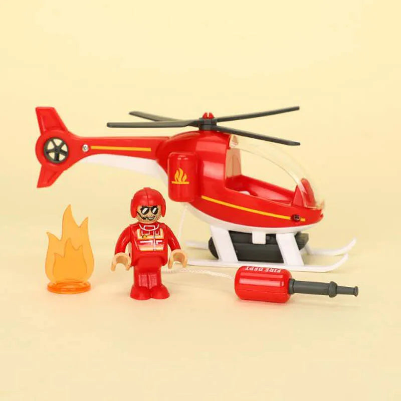 New Fire Truck Magnetic Train Car Ambulance Police Car Fire Truck Compatible Brio Wood Train Track Children's Toys