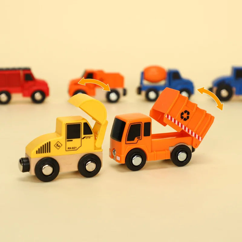 1PC Wooden Magnetic Train Wooden Railway Track Cars Truck Wood Track Accessories Fit for Biro Wooden Tracks Toys For Kids Gifts