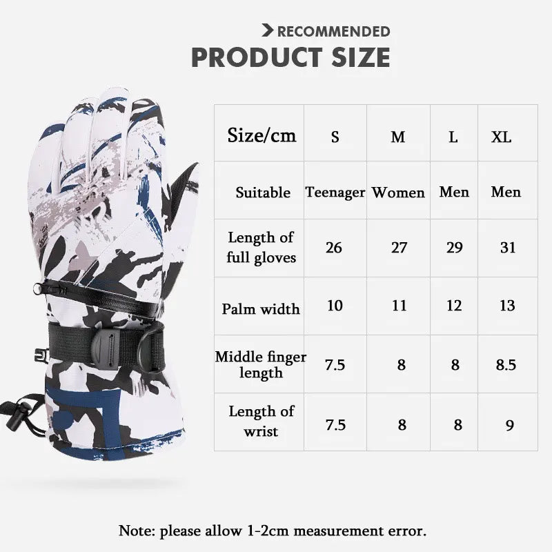 Thermal Fingers Touch Screen Ski Gloves Men Women Winter Fleece Waterproof Warm Snowboard Snow Gloves for Skiing Riding