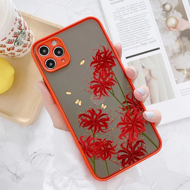 Premium Hand-Painted Flower iPhone Case - Shockproof Protective Cover