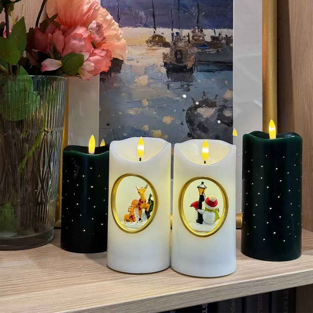 White Wax LED Candles Wedding & Graduation Decoration Battery Operated Flameless Pillars for Home Decor