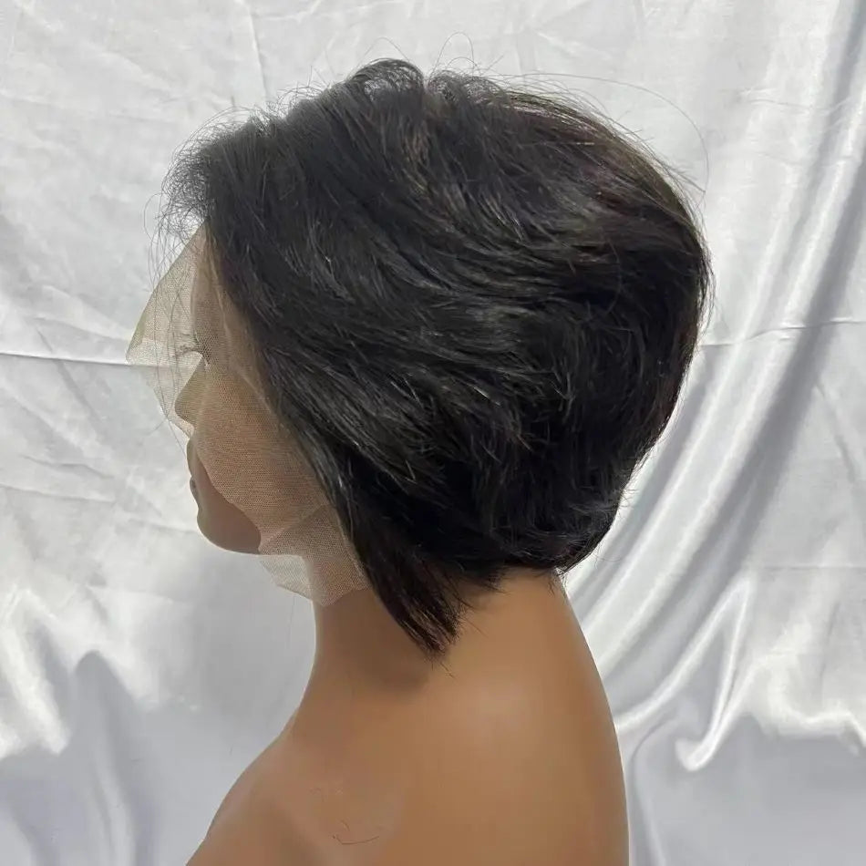 Brazilian Short Bob Pixie Cut Wig Human Hair Bob Short Wine Color Pixie Hair Cuts 13*4*1 Lace Wig With Baby Hair