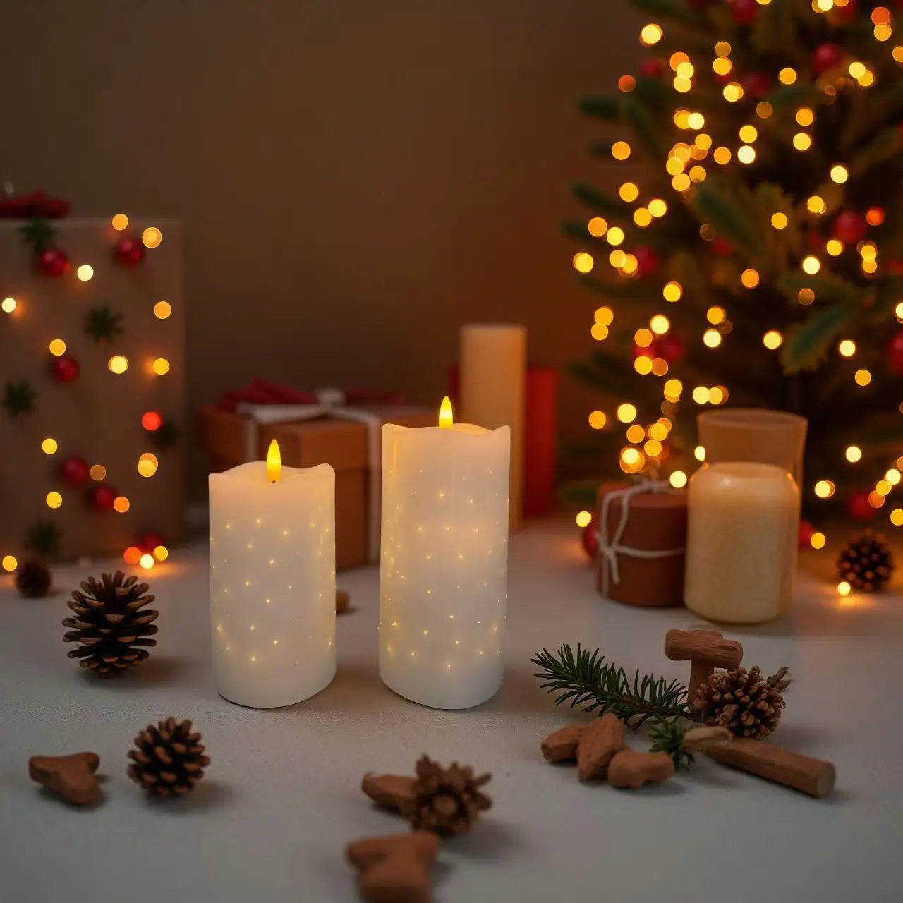 White Wax LED Candles Wedding & Graduation Decoration Battery Operated Flameless Pillars for Home Decor