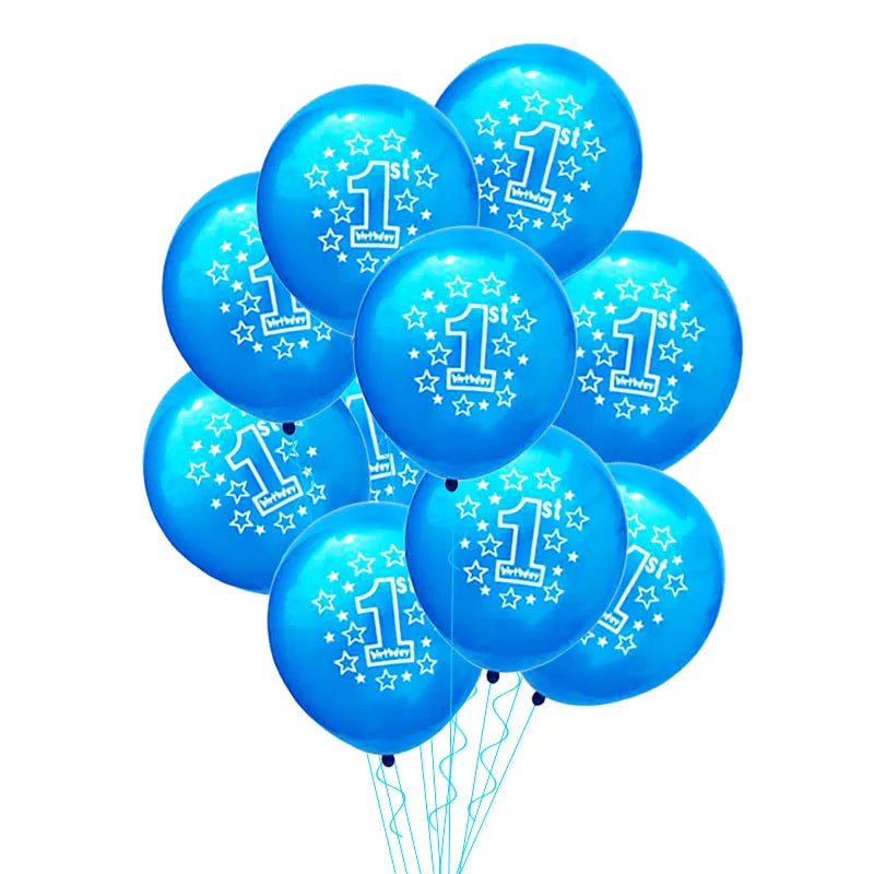 10/15pcs Pink 1st Birthday Balloon One 1 Year Old First Happy Birthday Party Decor Latex Ballons Globos Baby Shower Girl Favor
