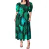 Best Price Wholesale Custom Hawaiian Tropical Flower Printing Multi Tiered Dresses Micronesia Puff Short Sleeve Ladies Dresses