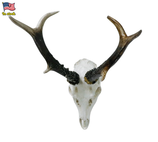 Deer for & Antlers-Themed Hand-painted Resin Figurine Realistic Animal Art Statue for Indoor Home Decor & Wall Ornament Gifts