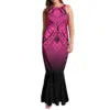 Undefined Polynesian Tribal Long Bodycon Sleeveless Mermaid Evening Dresses Tie Knotted Back Women's Fishtail Casual Dresses