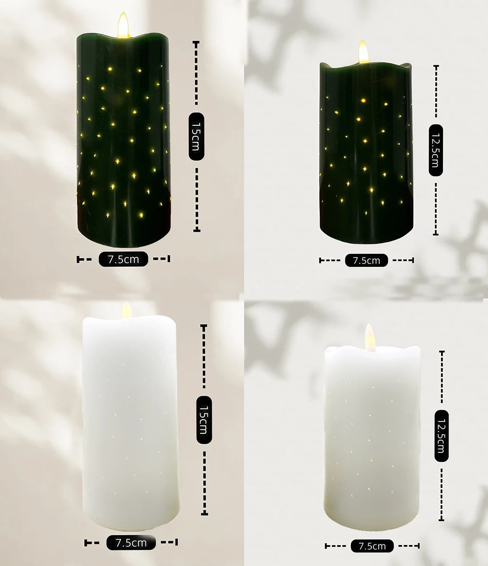 White Wax LED Candles Wedding & Graduation Decoration Battery Operated Flameless Pillars for Home Decor