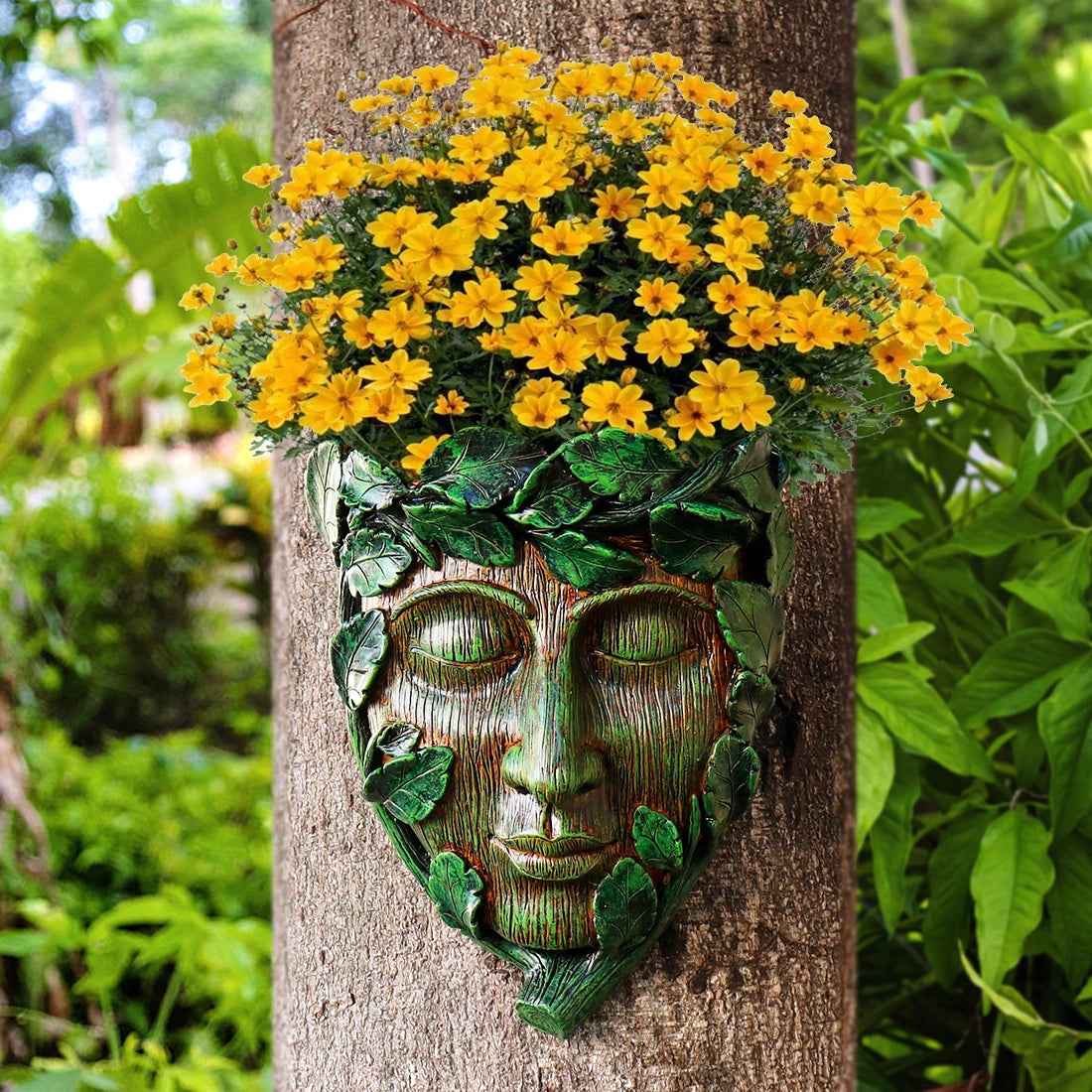 Unique Human Face Tree Ornament - Halloween Home Decor & Garden Decor for Outside, Fit Patio Resin Craft Ornament