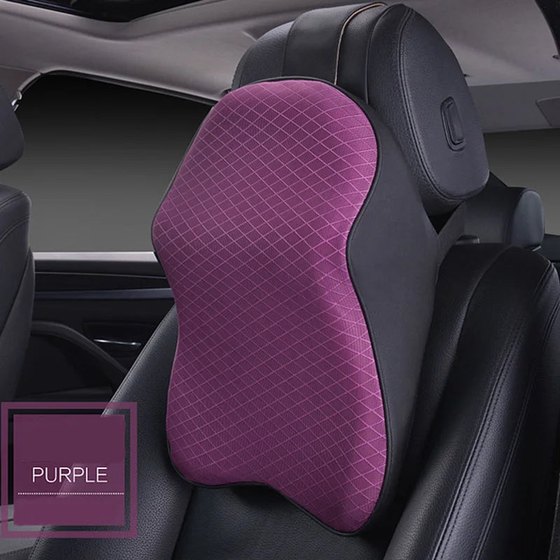 Premium 3D Car Headrest Pillow - Leather & Ice Silk Neck Support Cushion