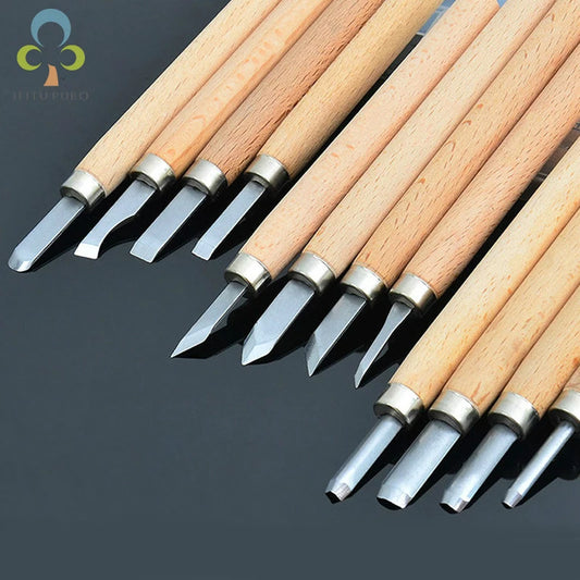 Professional Wood Carving Chisel Set - 6/8/12 Piece Hand Tool Kit for Woodworking