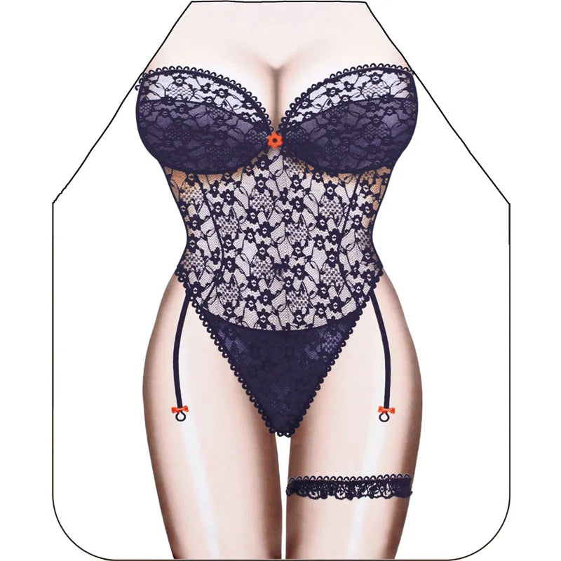 3D Cartoon Kitchen Apron - Funny Digital Print Cooking Apron for Women
