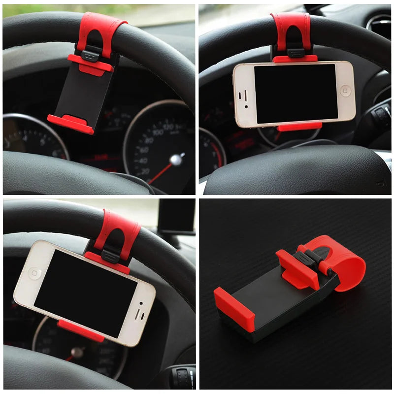 Premium Steering Wheel Phone Holder - Universal Clip Mount for GPS