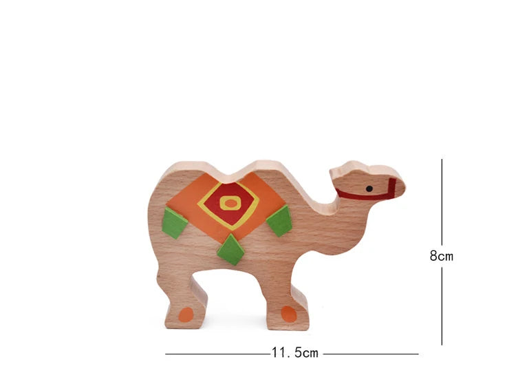 Premium Wooden Balancing Blocks - Elephant & Camel Educational Toy