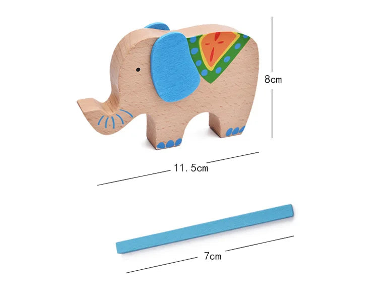 Premium Wooden Balancing Blocks - Elephant & Camel Educational Toy