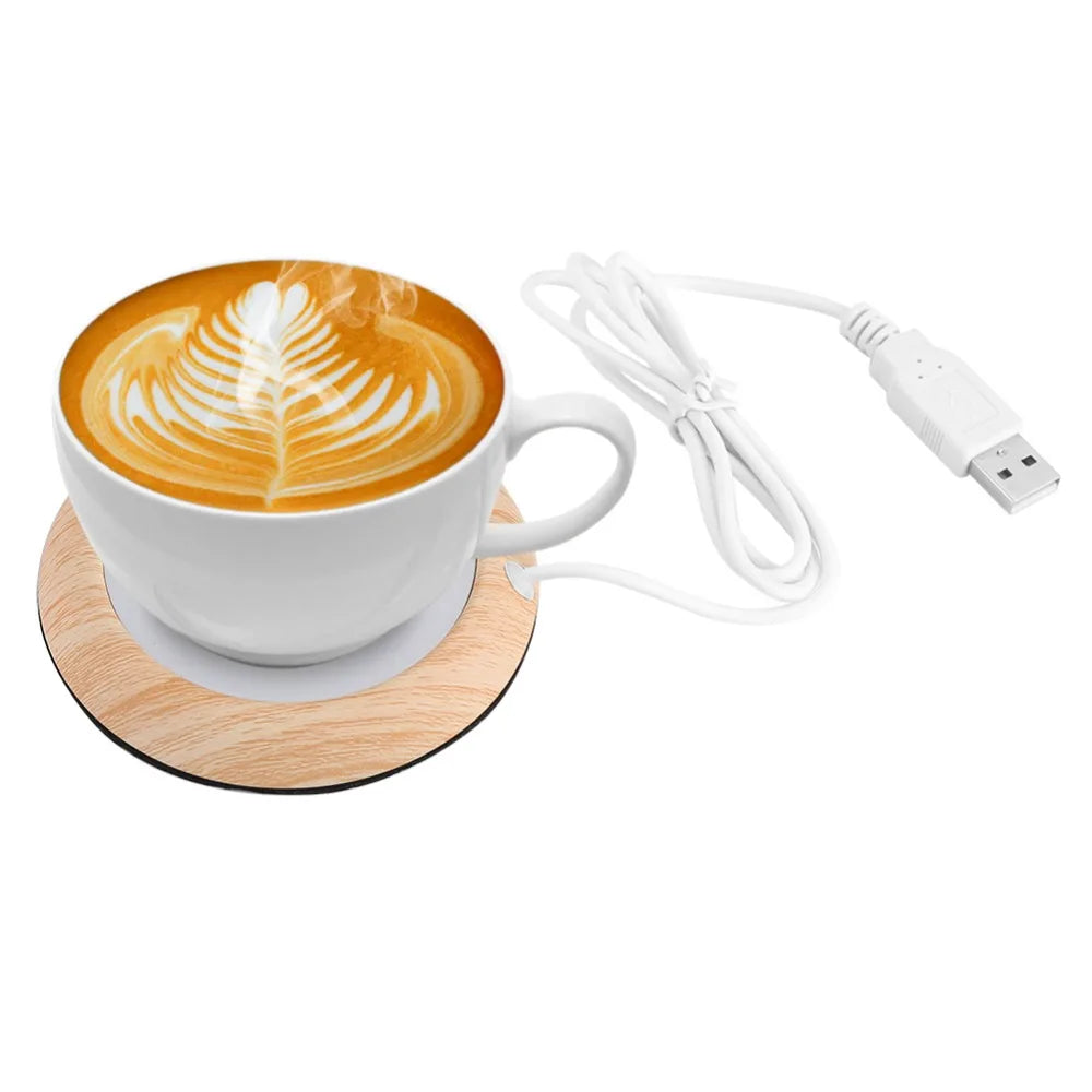 5V USB Wood Grain Cup Warmer Heat Beverage Mug Mat Office Tea Coffee Heater Pad Keep Drink Warm Heater Mugs Coaster