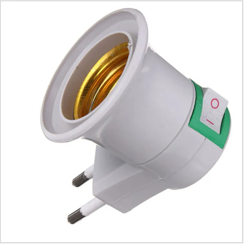 Premium E27 LED Socket to EU Plug Adapter - ON/OFF Converter