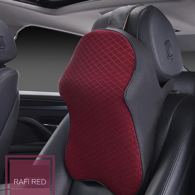 Premium 3D Car Headrest Pillow - Leather & Ice Silk Neck Support Cushion