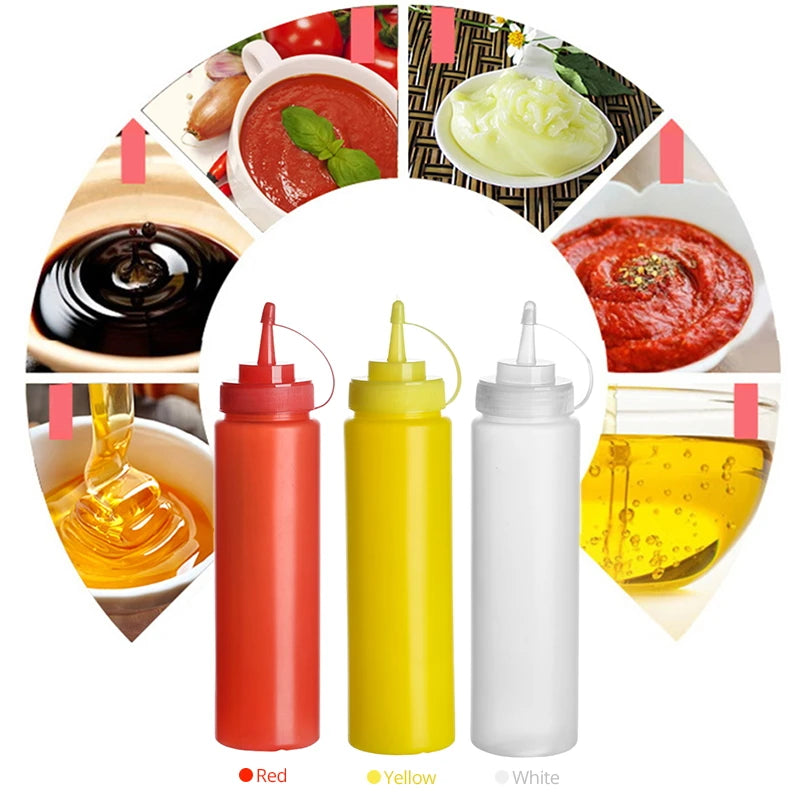 Konco Silicone Condiment Squeeze Bottles - 480ml Kitchen Dispenser for Sauces & Oils