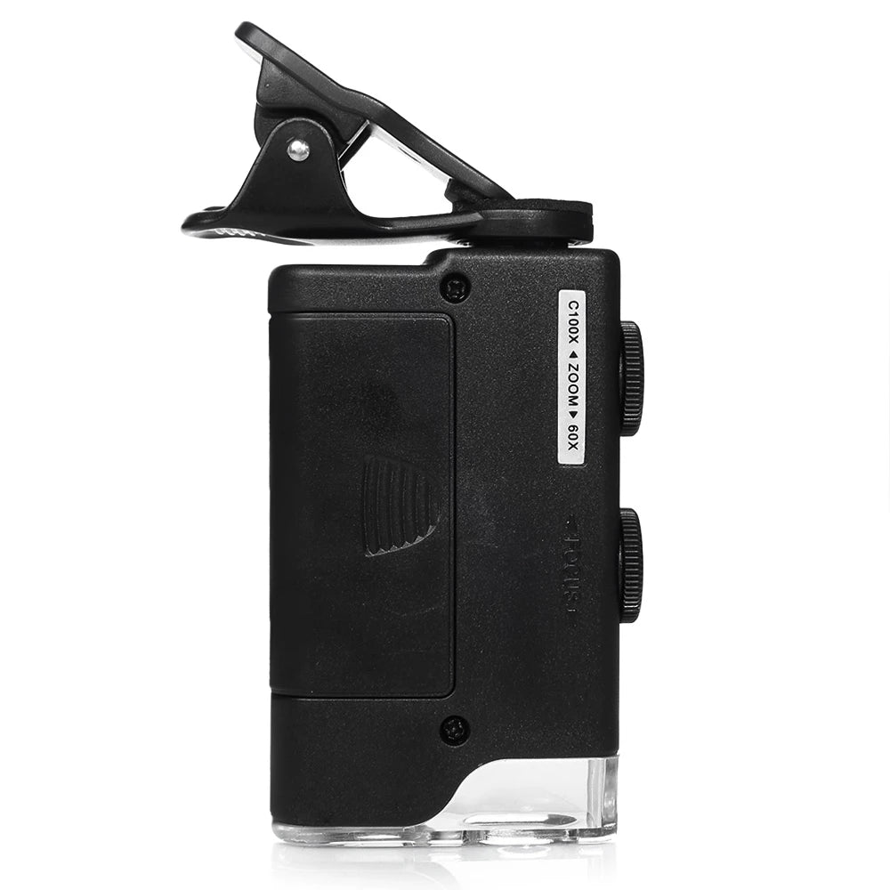 Premium 60-100X Phone Microscope - LED Magnifier Lens with Universal Clip