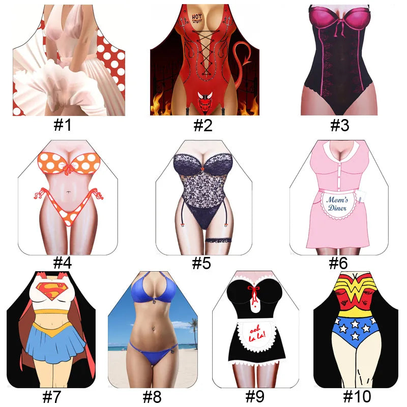 3D Cartoon Kitchen Apron - Funny Digital Print Cooking Apron for Women
