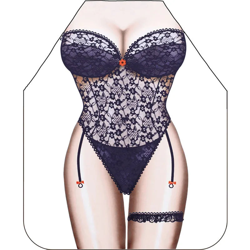 3D Cartoon Kitchen Apron - Funny Digital Print Cooking Apron for Women