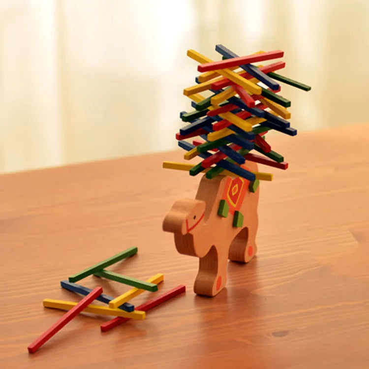 Premium Wooden Balancing Blocks - Elephant & Camel Educational Toy