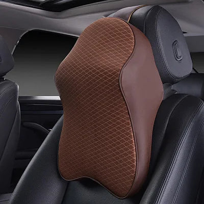 Premium 3D Car Headrest Pillow - Leather & Ice Silk Neck Support Cushion