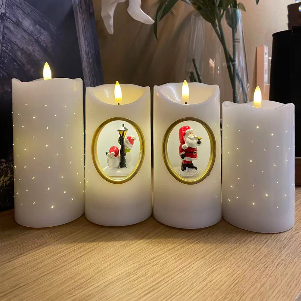 White Wax LED Candles Wedding & Graduation Decoration Battery Operated Flameless Pillars for Home Decor