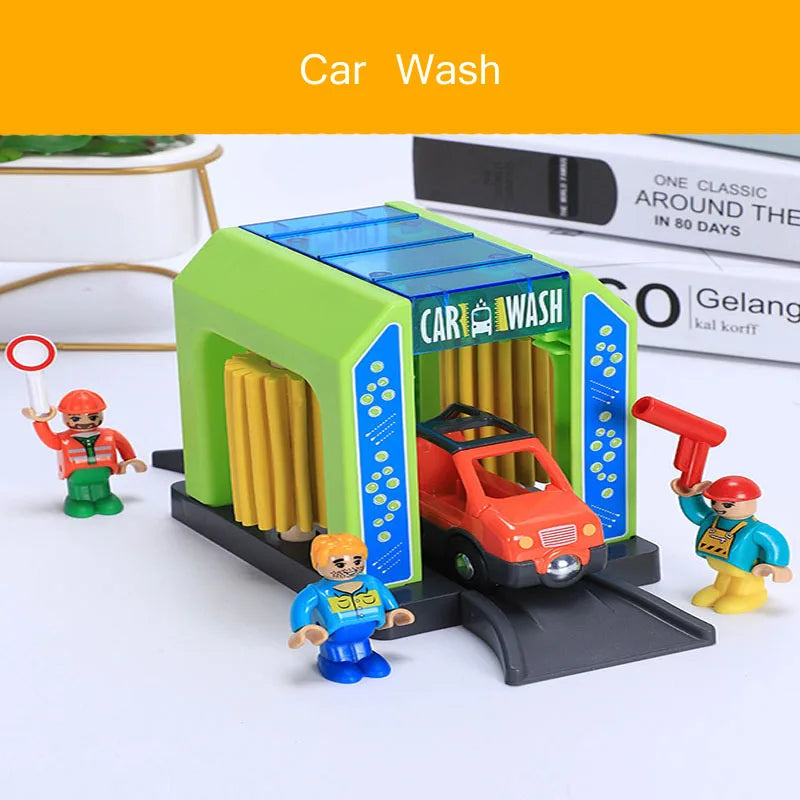 Wooden Train Track Accessories Wood Railway Track Train Station Bridge Tunnel Compatible All Brands Wooden Track Toys