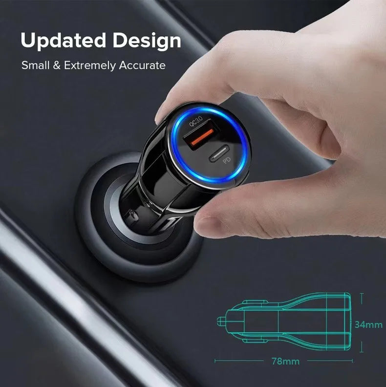 Wholesale Portable Dual Ports USB-C PD 20W Car Charger for Laptop for for CE Certified GAN Material OTP OVP Protection