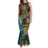 Undefined Polynesian Tribal Long Bodycon Sleeveless Mermaid Evening Dresses Tie Knotted Back Women's Fishtail Casual Dresses